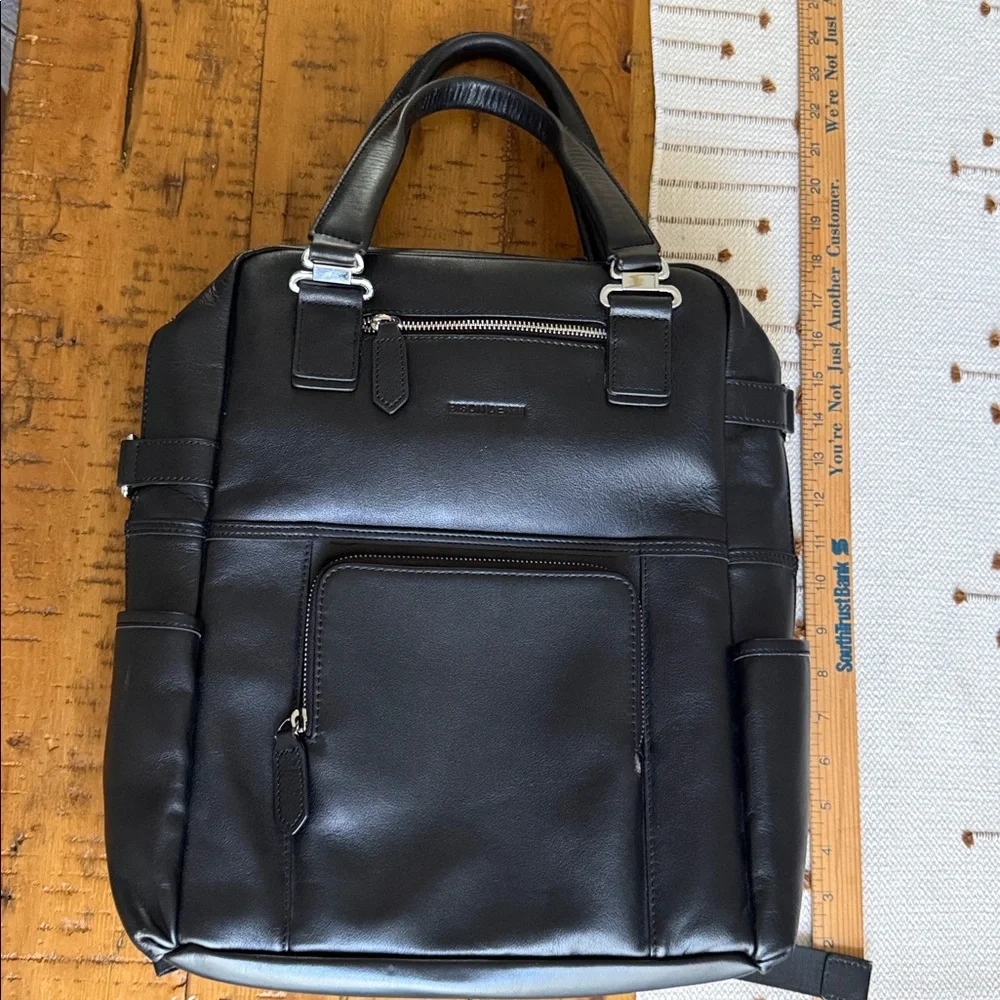 Black Leather Backpack by Bison Denim